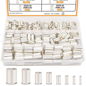 Conversions Tech 305pcs / CHINA 166/305 Pcs Wire Ferrules Kits Silver Plated Copper Crimp Terminal Connector 8 Sizes Sleeves Insulated Cord Pin End Terminal