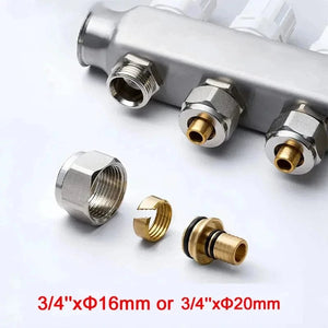 Conversions Tech Φ16mm*3/4",Φ20mm*3/4" Pex,Pert,Outlet Connections,Underfloor Heating Manifold Pipe Coupling