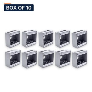 Conversions Tech weatherproof boxes Box of 10 ($6.40 ea) 2-Gang Weatherproof Box 7×3/4" Hubs | Die-Cast Aluminum NEMA 3R/IP66