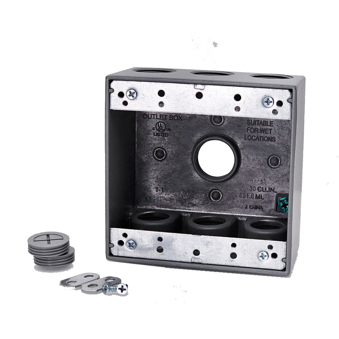 Conversions Technology weatherproof boxes 2 Gang weatherproof Grey box with (7) 3/4" threaded outlets Deep