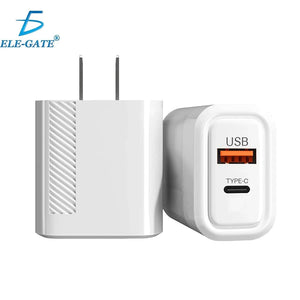 Conversions Tech 2 in 1 High-Speed USB Wall Charger Super Fast Charging Quick Charge Quality Short Circuit Protection USB Type C 5V 3A Output
