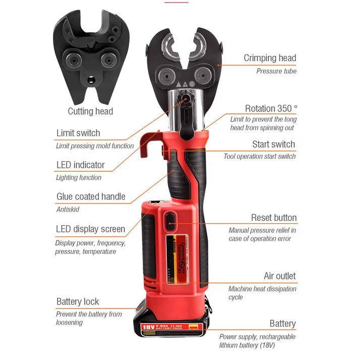 Conversions Technology 2 In One Hydraulic Battery Powered Crimping And Cutting Tool