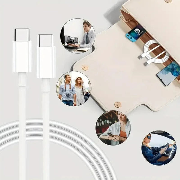 Conversions Tech 2 Packs USB Charger Block Sets with extra 3 Feets USB C Cable Fast Charging EU 60w Fast Charger for Traveling