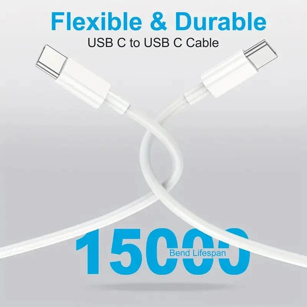 Conversions Tech 2 Packs USB Charger Block Sets with extra 3 Feets USB C Cable Fast Charging EU 60w Fast Charger for Traveling