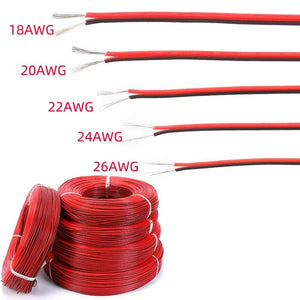 Conversions Tech 22 AWG / 5m 2 Pin Electrical Wire Tinned Copper 18/20/22/24/26 AWG insulated PVC Extension LED Strip Cable Red Black Wire