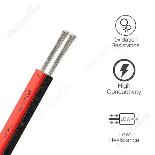 Conversions Tech 2 PIN Electrical Wire Tinned Copper PVC Insulated Red Black Cable For Single Color LED Strip Light Extension Wire 18/26/28 AWG