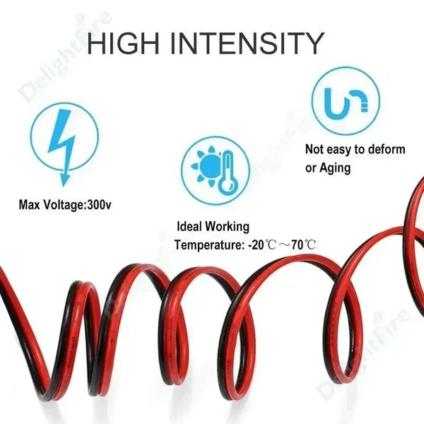 Conversions Tech 2 PIN Electrical Wire Tinned Copper PVC Insulated Red Black Cable For Single Color LED Strip Light Extension Wire 18/26/28 AWG