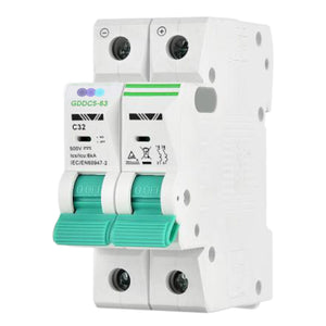 Conversions Tech 2-Pole (2P) 20A DC Miniature Circuit Breaker — 500V DC, 6kA