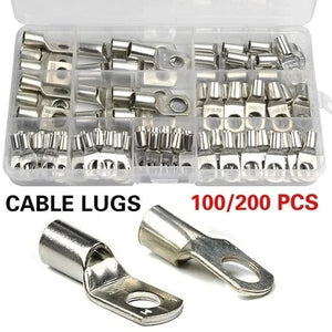 Conversions Tech 200/100/90/60PCS SC Electrical Terminals for Cable Lugs Tinned Copper Lug Ring Wire Connectors Bare Cable Terminals 10 Sizes