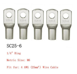 Conversions Tech 20PCS 4-25mm Assortment Tinned Copper Lugs Ring Crimp Terminals Battery Wire Welding Cable Connectors Kit