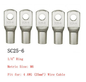 Conversions Tech 20PCs 25-6 20PCS 4-25mm Assortment Tinned Copper Lugs Ring Crimp Terminals Battery Wire Welding Cable Connectors Kit