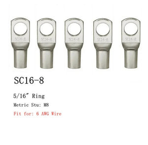 Conversions Tech 20PCS 4-25mm Assortment Tinned Copper Lugs Ring Crimp Terminals Battery Wire Welding Cable Connectors Kit