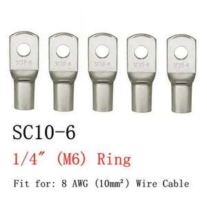 Conversions Tech 20PCS 4-25mm Assortment Tinned Copper Lugs Ring Crimp Terminals Battery Wire Welding Cable Connectors Kit