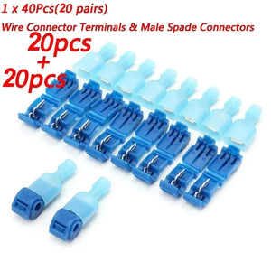 Conversions Tech 20pcs/40Pcs Quick Electrical Cable Connectors Snap Splice Lock Wire Terminals Crimp electric motorcycles  ham radio