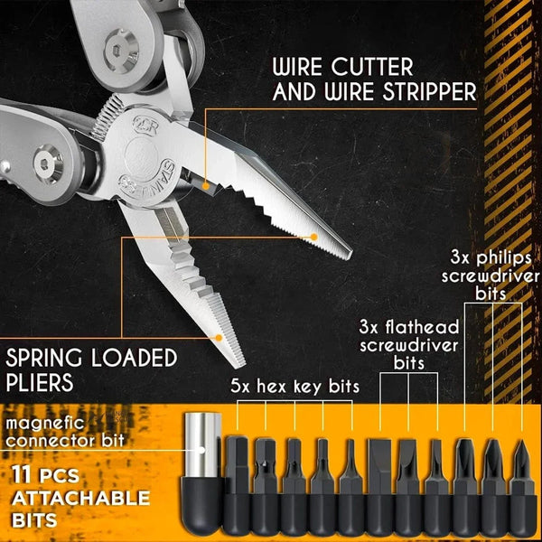 Conversions Tech 24 in 1 Multifunctional Universal Diagonal Pliers Hardware Wire Cutters Professional Electrician Anti Slip Durable Repair Tools