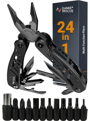 Conversions Tech Black 24 in 1 Multifunctional Universal Diagonal Pliers Hardware Wire Cutters Professional Electrician Anti Slip Durable Repair Tools
