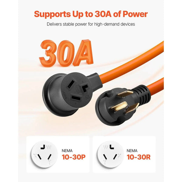 Conversions Tech Default 25 ft Dryer Extension Cord NEMA 10-30P to 10-30R 30A 3-Prong Dryer Cord Power Cords & Extension Cords