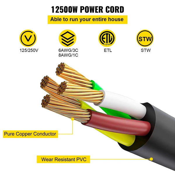 Conversions Tech 25 ft 25Ft 50 Amp RV Extension Cord Durable Premium Power Cord RV 26.5mm Wire Diameter Extension Cord Copper Wire RV Cord Power Supply