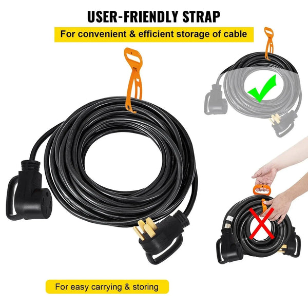 Conversions Tech 25 ft 25Ft 50 Amp RV Extension Cord Durable Premium Power Cord RV 26.5mm Wire Diameter Extension Cord Copper Wire RV Cord Power Supply