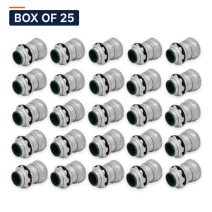 Conversions Tech Electrical > Conduit Fittings > EMT Connectors Box of 25 ($0.92 ea) 3/4 in. EMT Raintight Compression Connector, Insulated Throat, Steel | UL 514B | 3104-0034