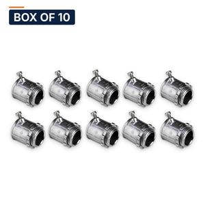 Conversions Tech Electrical > Conduit Fittings > EMT Connectors Box of 10 ($3.60 ea) 3/4 in. EMT to Flex Set-Screw Connector, Steel | UL 514B | 3117-0034