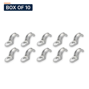 Conversions Tech Electrical > Conduit Fittings > Straps & Hangers Box of 10 ($0.40 ea) 3/4 in. Rigid One-Hole Strap, Malleable Iron, Malleable Iron | MST-075
