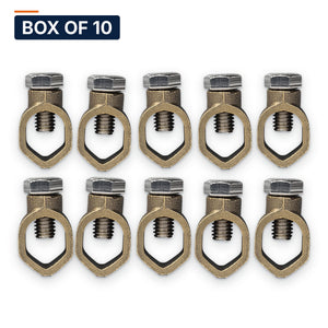 Conversions Tech Electrical > Grounding & Bonding > Ground Clamps Box of 10 ($3.00 ea) 3/8 in. Bronze Ground Rod Clamp, Direct Burial | 662-GRC038