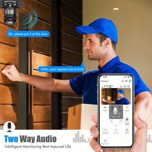 Conversions Tech 3 Lens Triple Screen Video Surveillance Camera Wifi Network CCTV Camera Wireless 360 Monitor Outdoor Waterproof Security Cameras