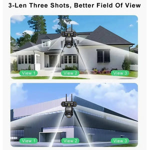 Conversions Tech 3 Lens Triple Screen Video Surveillance Camera Wifi Network CCTV Camera Wireless 360 Monitor Outdoor Waterproof Security Cameras
