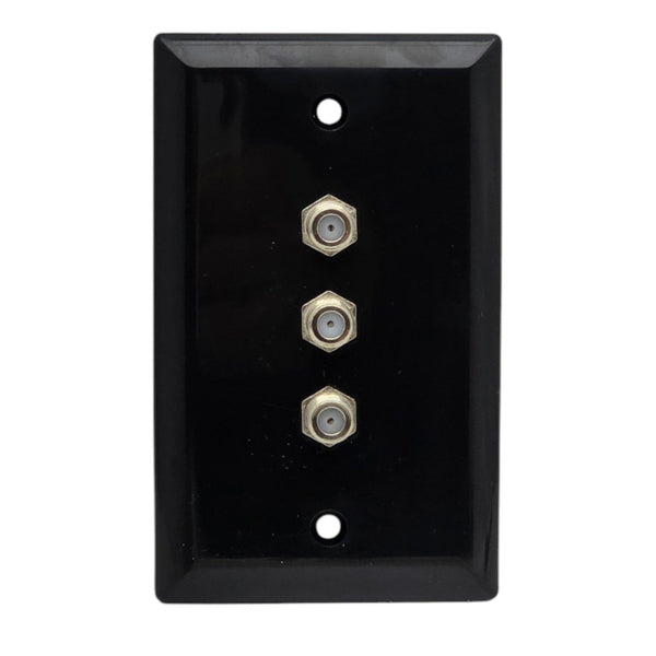 Okta® Wall Plates 3-Port Coax Wall Plate – Black Single-Gang Faceplate