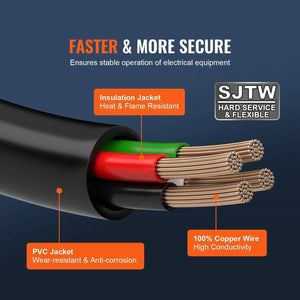 Conversions Tech Default 30-Amp Generator Extension Cord 25 Feet Heavy Duty Outdoor Power Cable 125V 3750W NEMA L14-30P Four NEMA 5-20R Flexible Power