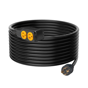 Conversions Tech Default 30-Amp Generator Extension Cord 25 Feet Heavy Duty Outdoor Power Cable 125V 3750W NEMA L14-30P Four NEMA 5-20R Flexible Power