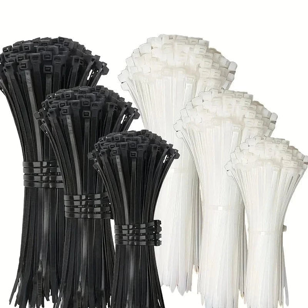 Conversions Tech 300pcs  Polyester Zip Ties 4.0/6.0/8.0inch Self Locking Quick Release Straps for Secure Zipper Tie Fixing Bundling Cable Ties