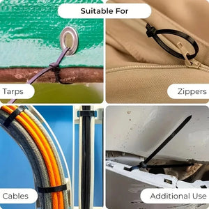 Conversions Tech 300pcs  Polyester Zip Ties 4.0/6.0/8.0inch Self Locking Quick Release Straps for Secure Zipper Tie Fixing Bundling Cable Ties