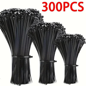 Conversions Tech 300pcs  Polyester Zip Ties 4.0/6.0/8.0inch Self Locking Quick Release Straps for Secure Zipper Tie Fixing Bundling Cable Ties