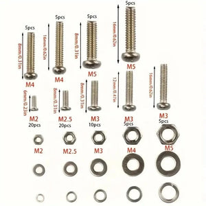 Conversions Tech 320pcs Premium Stainless Steel Screw and Nut Assortment Kit - Corrosion-Resistant, Snap-in Nuts, M2 to M5 Sizes - Ideal for DIY,