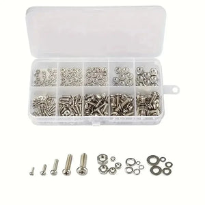 Conversions Tech 320pcs Premium Stainless Steel Screw and Nut Assortment Kit - Corrosion-Resistant, Snap-in Nuts, M2 to M5 Sizes - Ideal for DIY,