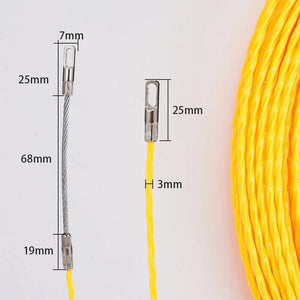 Conversions Tech 3mm Yellow Cable Puller Fish Tape Reel Puller Fiberglass Metal Wall Wire Conduit For Telecom Electrical Wall Wire Conduit Tool