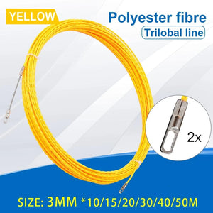 Conversions Tech 3mm Yellow Cable Puller Fish Tape Reel Puller Fiberglass Metal Wall Wire Conduit For Telecom Electrical Wall Wire Conduit Tool