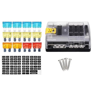 Conversions Tech 6 Way A 4/6/12 Ways 12V - 32V 100A Fuse Box Holder Blade Fuse Block Light for Auto Car Boat Marine