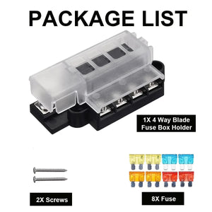 Conversions Tech 4 Way 4/6/12 Ways 12V - 32V 100A Fuse Box Holder Blade Fuse Block Light for Auto Car Boat Marine
