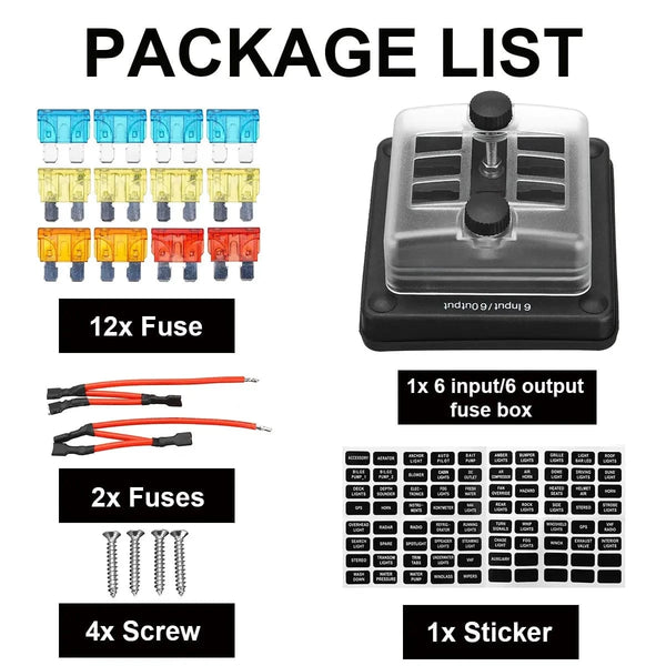 Conversions Tech 6 Way B 4/6/12 Ways 12V - 32V 100A Fuse Box Holder Blade Fuse Block Light for Auto Car Boat Marine