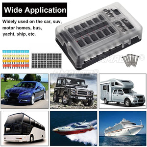 Conversions Tech 4/6/12 Ways 12V - 32V 100A Fuse Box Holder Blade Fuse Block Light for Auto Car Boat Marine