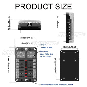 Conversions Tech 4/6/12 Ways 12V - 32V 100A Fuse Box Holder Blade Fuse Block Light for Auto Car Boat Marine