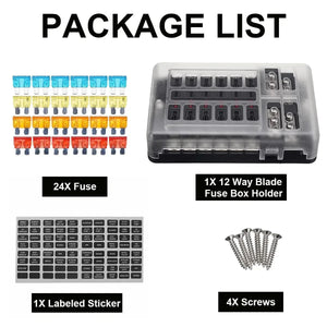 Conversions Tech 12 Way 4/6/12 Ways 12V - 32V 100A Fuse Box Holder Blade Fuse Block Light for Auto Car Boat Marine
