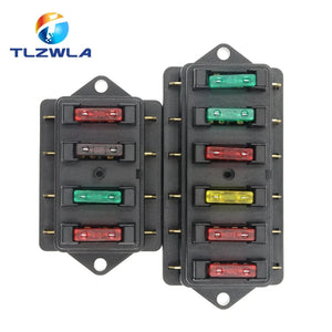 Conversions Tech 4/6/8/12 Way Car Fuse Box Car Fuse Holder Car Truck Auto Blade Fuse Box with 4/6/8/12 Fuses for 12V 24V ATO Standard Circuit