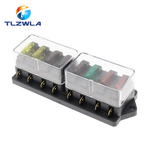 Conversions Tech 8 Way 4/6/8/12 Way Car Fuse Box Car Fuse Holder Car Truck Auto Blade Fuse Box with 4/6/8/12 Fuses for 12V 24V ATO Standard Circuit
