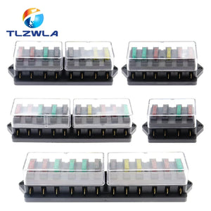 Conversions Tech 4/6/8/12 Way Car Fuse Box Car Fuse Holder Car Truck Auto Blade Fuse Box with 4/6/8/12 Fuses for 12V 24V ATO Standard Circuit