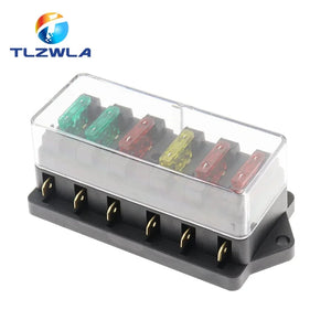 Conversions Tech 6 Way 4/6/8/12 Way Car Fuse Box Car Fuse Holder Car Truck Auto Blade Fuse Box with 4/6/8/12 Fuses for 12V 24V ATO Standard Circuit