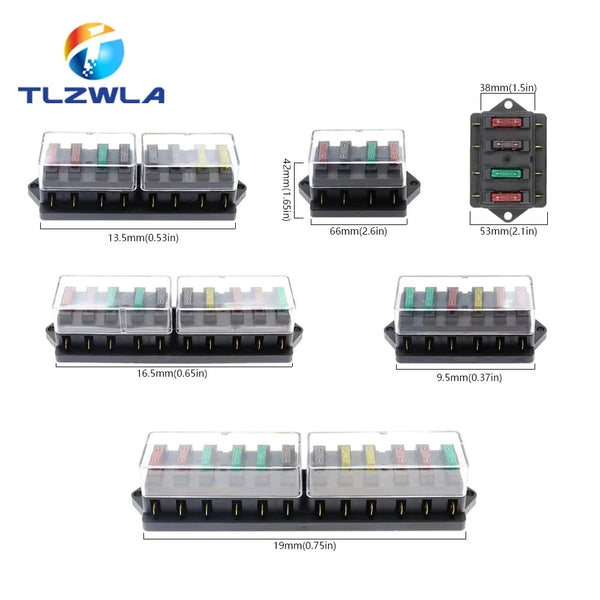Conversions Tech 4/6/8/12 Way Car Fuse Box Car Fuse Holder Car Truck Auto Blade Fuse Box with 4/6/8/12 Fuses for 12V 24V ATO Standard Circuit